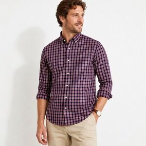 Plaid Button Down Shirt Mens XL Navy Red Italian Fabric Preppy Camp Outdoor NWT